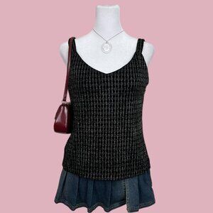 vintage 90s black glitter going out downtown it girl cami tank top
